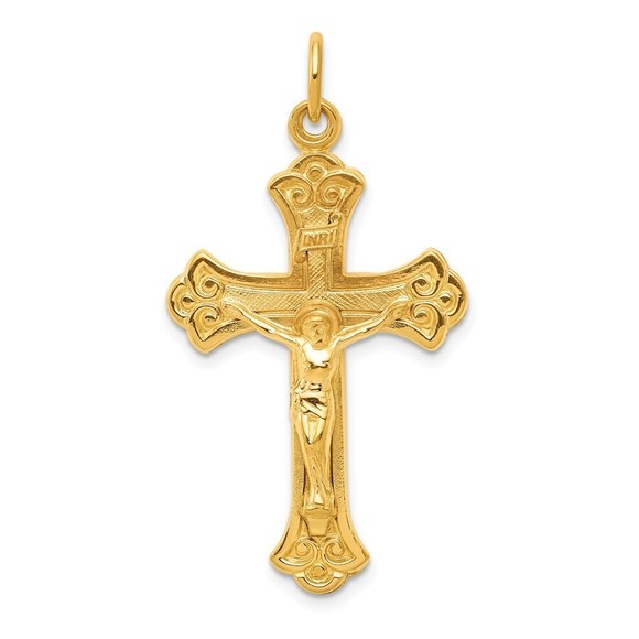 Million Charms 925 Sterling Silver & 24k Gold -plated INRI Crucifix Pendant - Picture 1 of 4